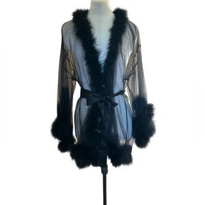 Savage x fenty sheer marabou short robe Size Med/Lg